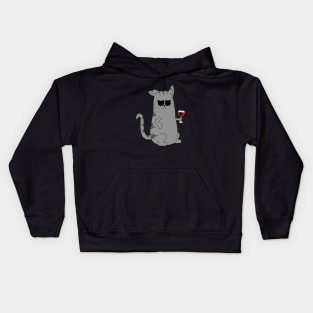 Cool Cat Wine Connoisseur Kids Hoodie